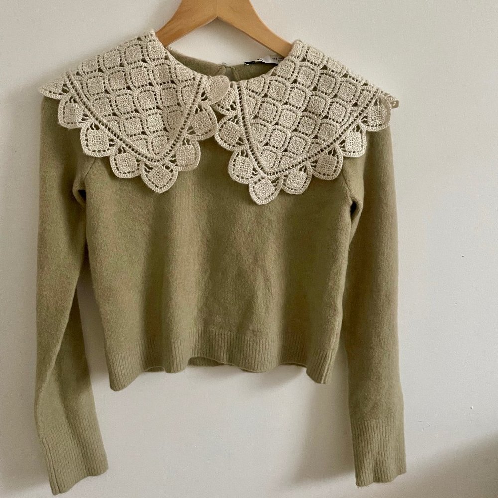 Zara Crochet Collar Crop Sweater
